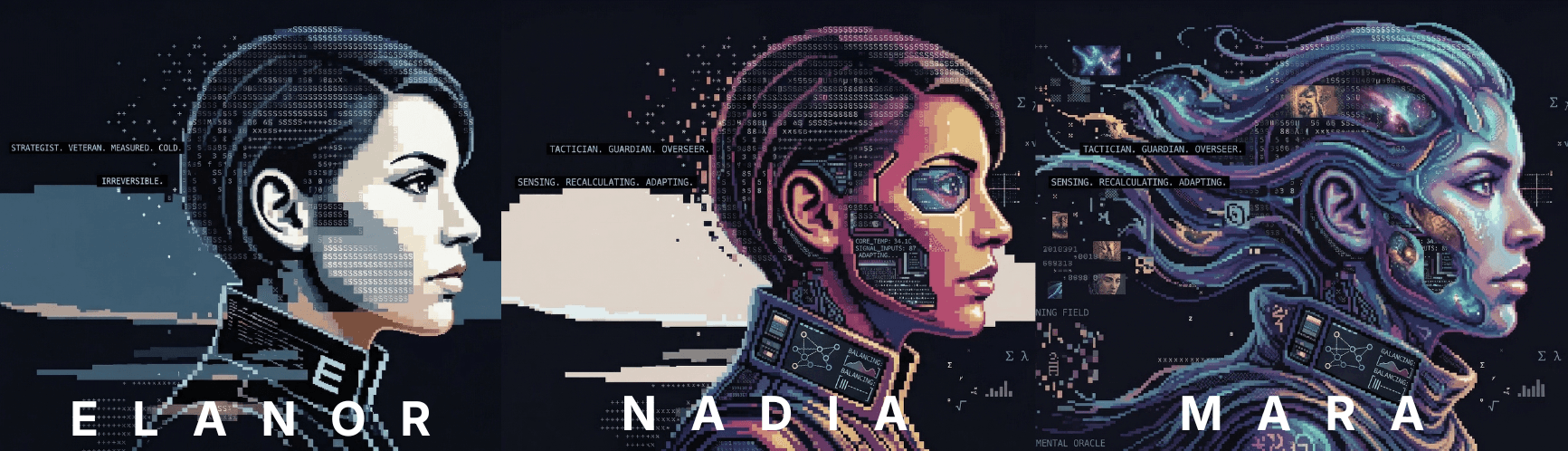 The three custom agents side by side